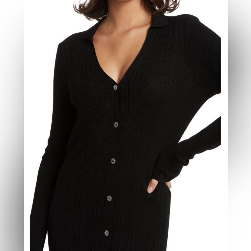 ATM ANTHONY THOMAS MELLILO Polo button Front Black sweater dress NWT. XS - Picture 2 of 9